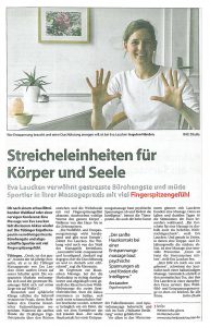Zeitungsartikel der Massagepraxis Laucken, Eva Laucken in Tübingen.
